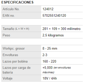 TJEP ULTRA GRIP 25 Especificaciones